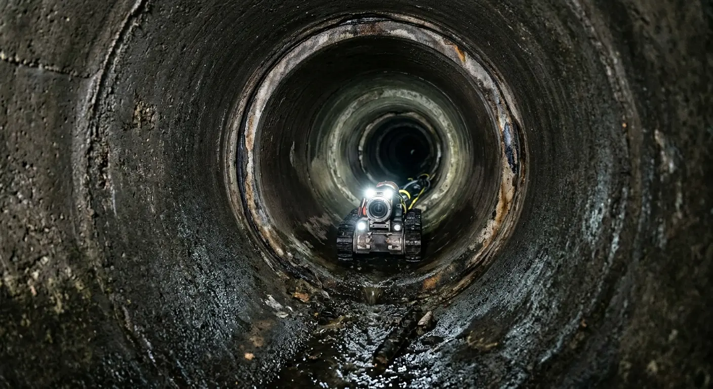 Robotic sewer camera inspecting pipe interior for Sewer Line Repair in Marilla